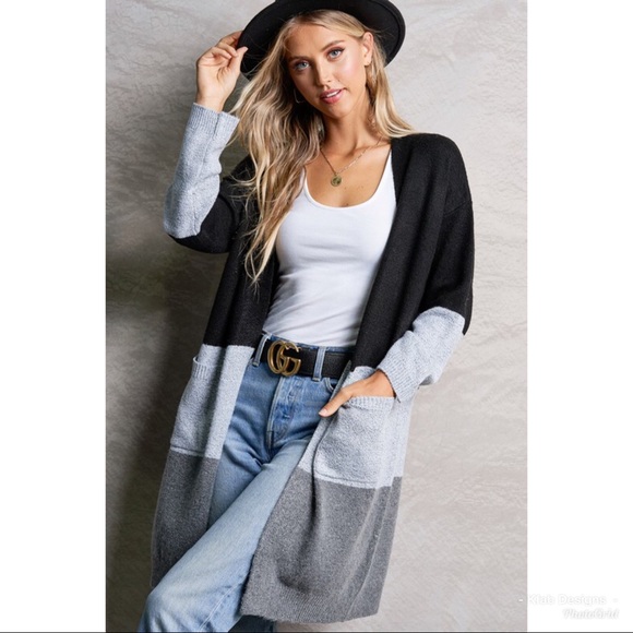 ❤️NEW Perfect Longline Color Block Pocket Cardigan - Picture 2 of 7